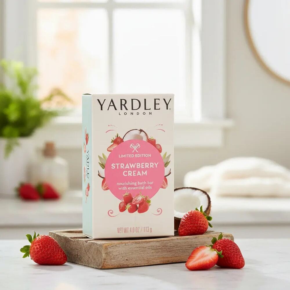 NIB! Yardley London Limited Edition Strawberry Cream Nourishing Bath Bar 4.0 oz